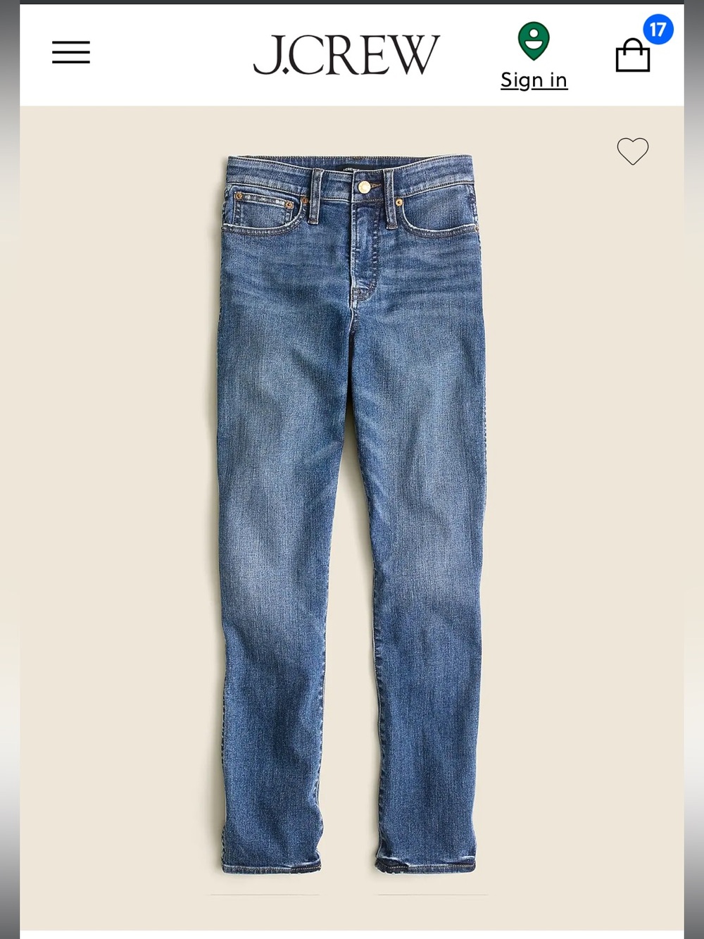 Jcrew Curvy vintage slim-straight jean in Warm Surf wash size 29